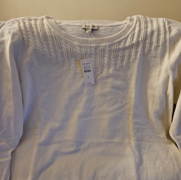 TALBOTS Cream Round Neck Lightweight Sweater Size Small New With Tags - Picture 4 of 7
